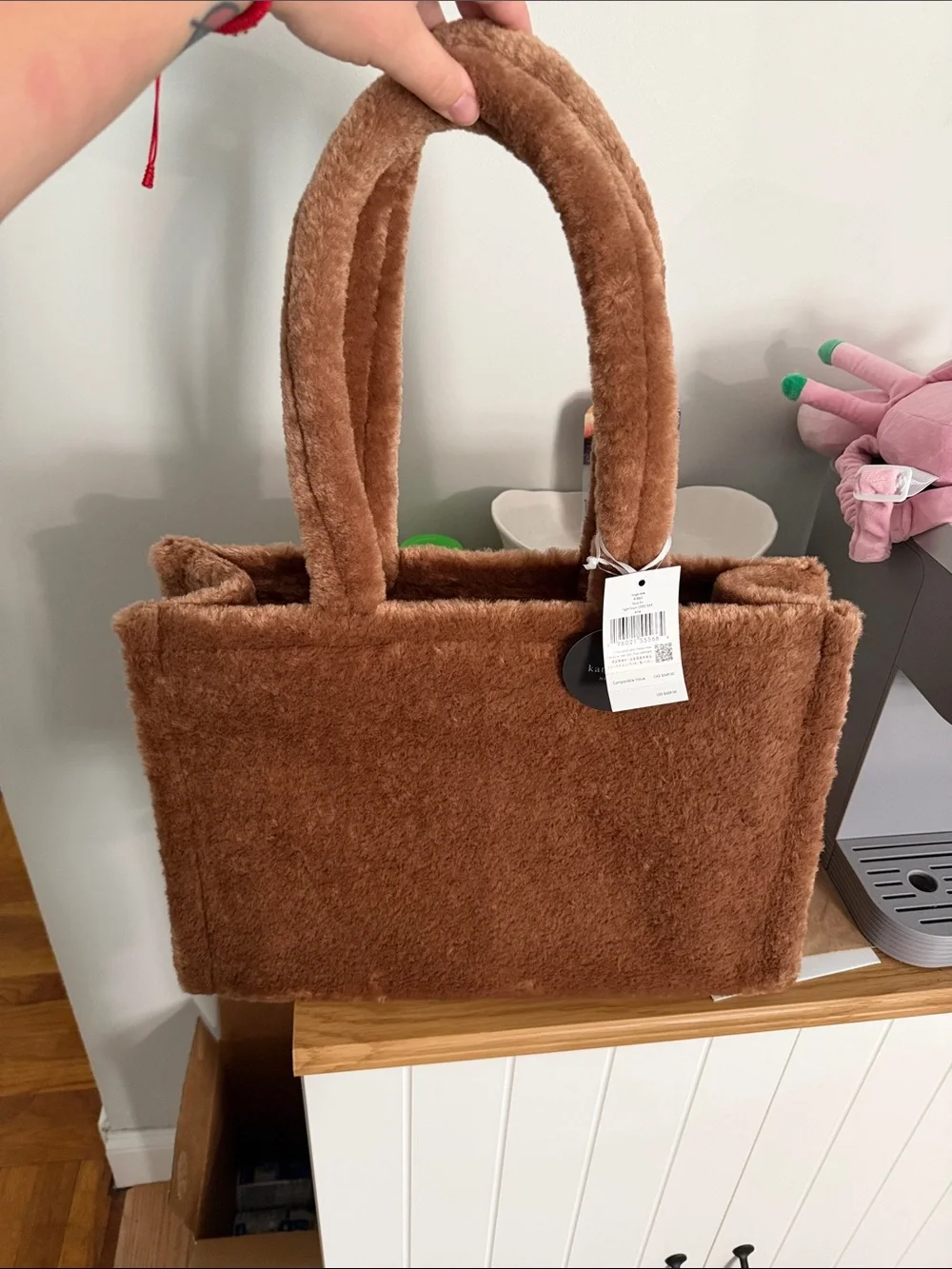 kate spade Plush Faux Fur Tote in Warm Brown